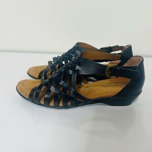 Comfortiva Pillowtop Black Leather Sandals 8.5M Exc Condition